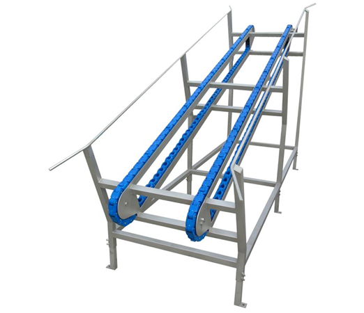 HORIZONTAL CHAIN CONVEYOR FOR CRATES